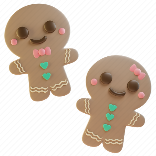 Gingerbread, cookie, gingerbread man, bakery, bake, snack, dessert 3D illustration - Download on Iconfinder