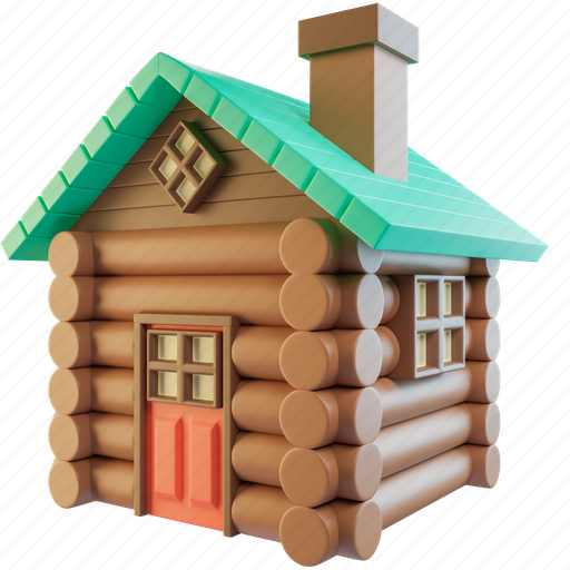 Log cabin, log, house, home, building 3D illustration - Download on Iconfinder