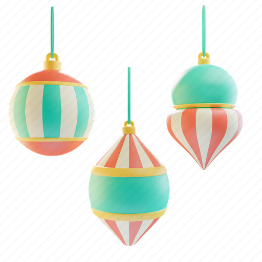 Ornaments, decoration, christmas, holiday, winter, xmas, celebration 3D illustration - Download on Iconfinder