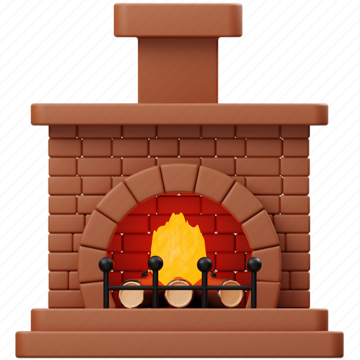 Fireplace, warm, home, christmas, house, estate, furniture 3D illustration - Download on Iconfinder