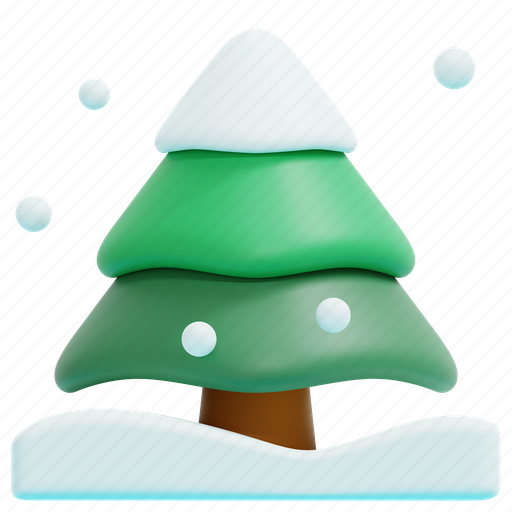 Pine, tree, snow, winter, landscape, park, 3d 3D illustration - Download on Iconfinder