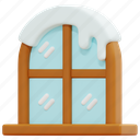 window, snow, frost, winter, snowing, christmas, cold, 3d 