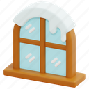 window, snow, frost, winter, cold, snowing, christmas, 3d 
