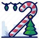 candy, cane, christmas, lights, tree