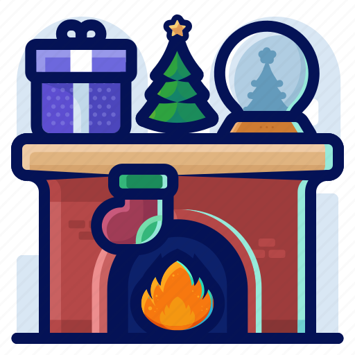 Christmas, fireplace, globe, present, tree icon - Download on Iconfinder