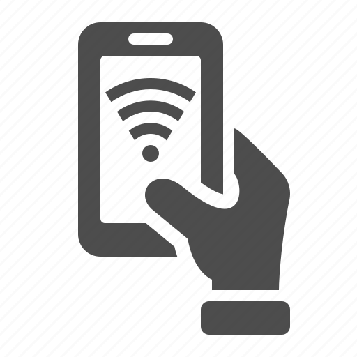 Hand, smartphone, wi-fi, wireless, mobile phone icon - Download on Iconfinder