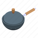 wok, frying, pan, isometric