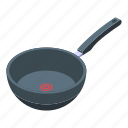wok, cooking, pan, isometric