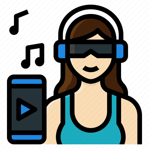 Activity, headphone, lifestyle, music, relaxing, song, woman icon - Download on Iconfinder