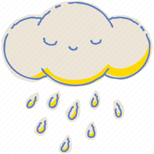 Cloud, rain, art, doodle, cartoon, character, illustration icon - Download on Iconfinder