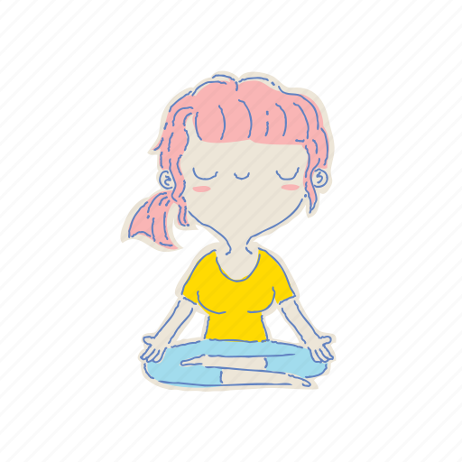 Woman, meditation, relax, people, art, doodle, cartoon icon - Download on Iconfinder