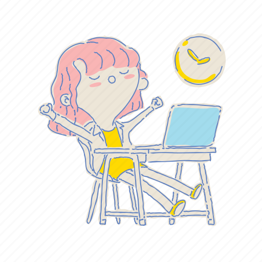 Woman, relax, desk, dream, art, doodle, cartoon icon - Download on Iconfinder