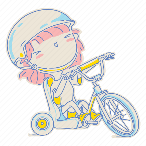 Woman, tricycle, bike, ride, art, doodle, cartoon icon - Download on Iconfinder