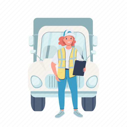Woman, truck, driver, trucker, delivery illustration - Download on Iconfinder