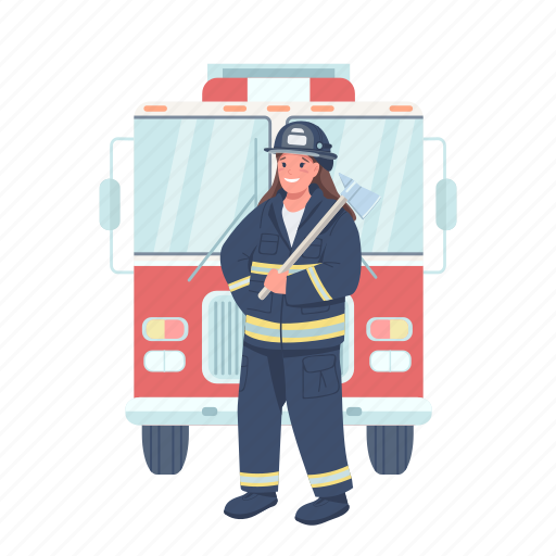 Woman, firefighter, fighter, emergency, firewoman illustration - Download on Iconfinder
