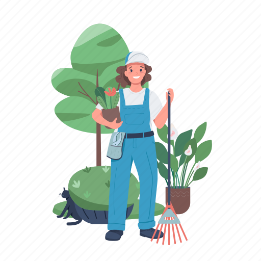 Woman, landscaping, gardening, horticulture, landscaper illustration - Download on Iconfinder