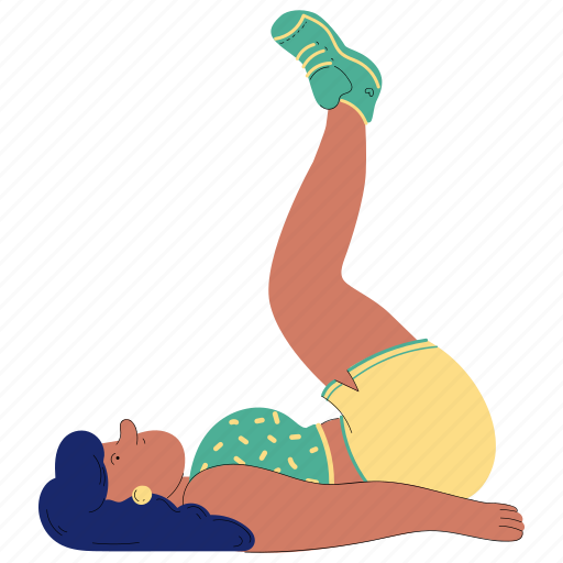 Reverse crunches, warm up, activity, woman, exercise, gym, workout illustration - Download on Iconfinder