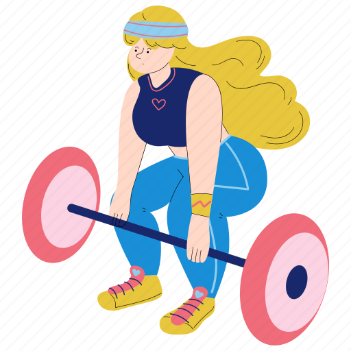Romanian deadlift, woman, exercise, gym, workout, fitness, strength illustration - Download on Iconfinder