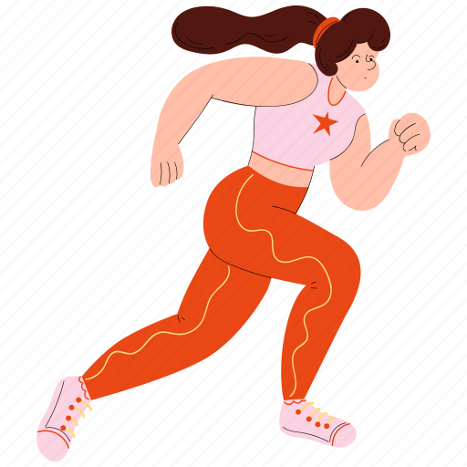 Running, runner, sport, activity, woman, exercise, fitness illustration - Download on Iconfinder