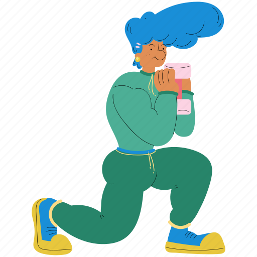 Split squat, strength, activity, woman, exercise, gym, workout illustration - Download on Iconfinder