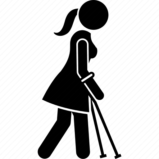 Crutches, walking, woman icon - Download on Iconfinder