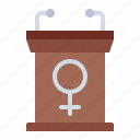 podium, speech, woman, female, feminism