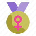 medal, badge, trophy, award, reward, woman, sign