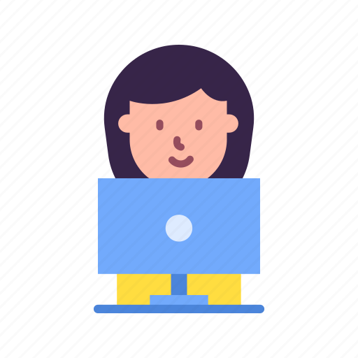 - woman using pc, female, girl, people, person, young, happy icon - Download on Iconfinder