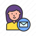 - woman with envelope, letter, email, mail, envelope, women, femela, message
