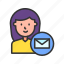 - woman with envelope, letter, email, mail, envelope, women, femela, message 