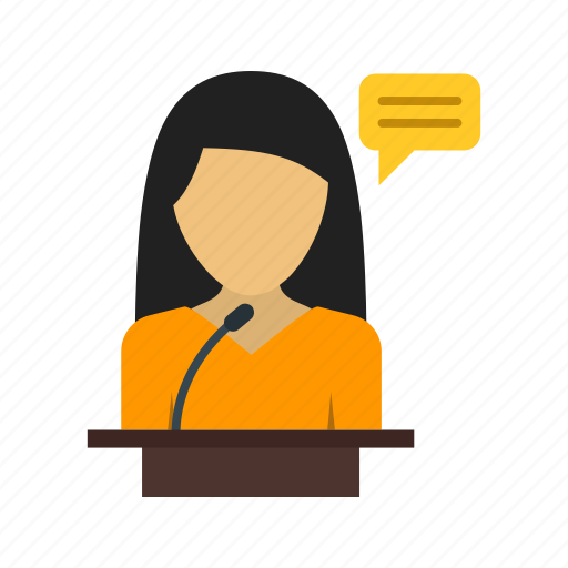 Conference, event, presentation, public, speaker, speech, woman icon - Download on Iconfinder