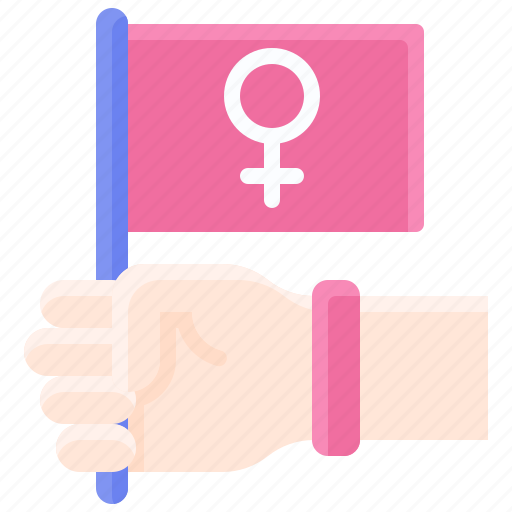 Woman, celebrate, flag, hand, feminism icon - Download on Iconfinder