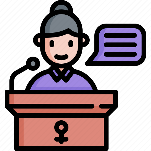 Speech, podium, womens day, feminism, politics, empowerment, communication icon - Download on Iconfinder