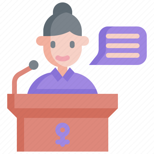 Speech, podium, womens day, pedestal, tribune, feminism, communication icon - Download on Iconfinder