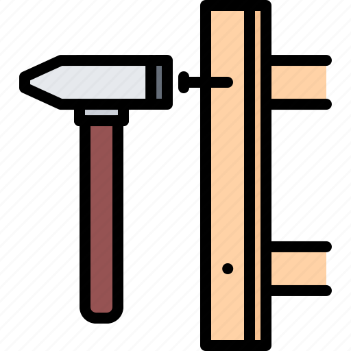 Hammer, nail, wood, tree, joiner, carpenter icon - Download on Iconfinder