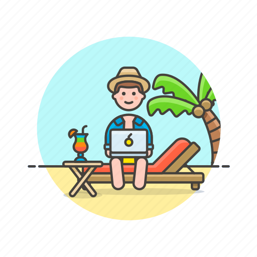 Digital, nomad, beach, business, job, laptop, man icon - Download on Iconfinder
