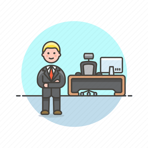 Desk, office, work, business, job, man, table icon - Download on Iconfinder