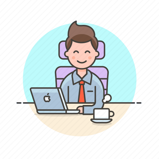 Laptop, work, business, job, man, office, table icon - Download on Iconfinder