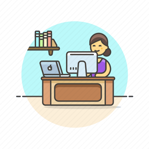 Business Desk Job Office Table Woman Work Icon