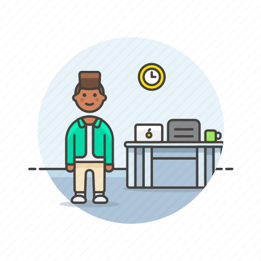 Desk, work, business, clock, job, man, office icon - Download on Iconfinder