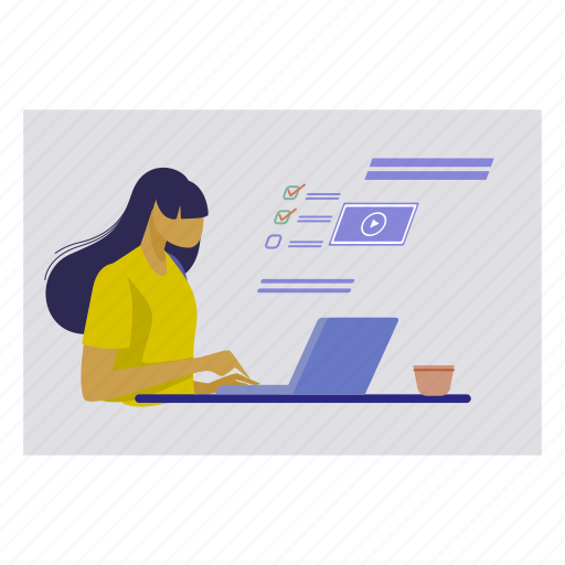 Female, working, laptop, office, work icon - Download on Iconfinder