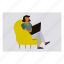 female, sitting, sofa, working, laptop 
