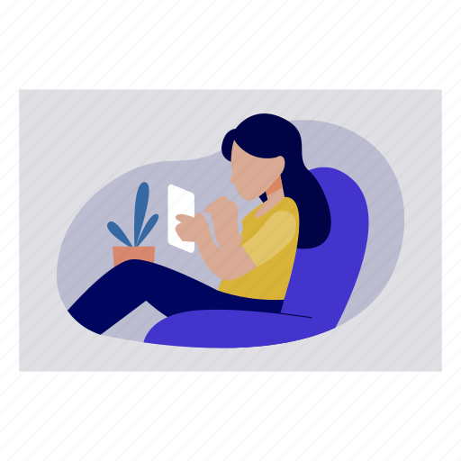 Female, sitting, using, mobile, working icon - Download on Iconfinder