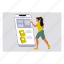 girl, using, mobile, working, office 