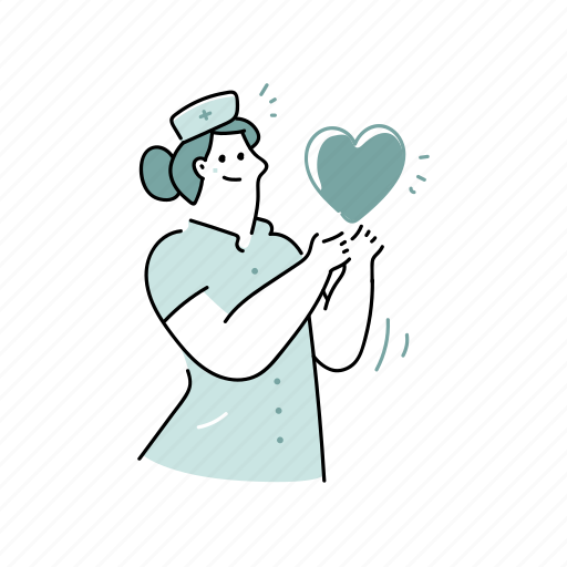 Love, healthcare, heart, medical, profession, nurse, woman illustration - Download on Iconfinder
