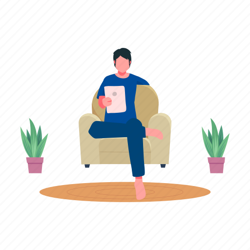 Boy, sitting, sofa, working, online icon - Download on Iconfinder