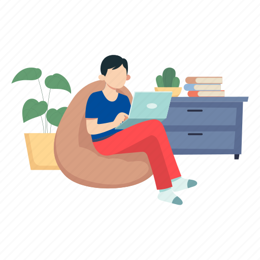 Boy, working, laptop, sitting, sofa icon - Download on Iconfinder