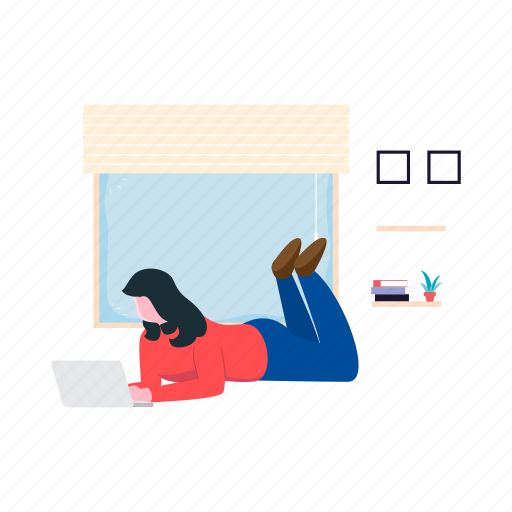 Female, working, fromhome, online, laptop icon - Download on Iconfinder