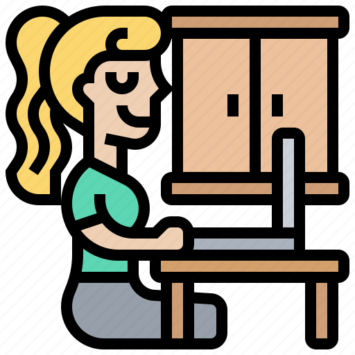 Freelance, home, office, woman, working icon - Download on Iconfinder