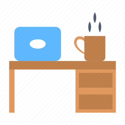 Business table, coffee, laptop, study table, table, working table icon - Download on Iconfinder